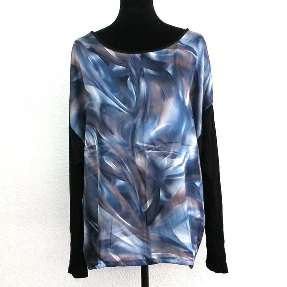 Fate, Multi- color abstract Women's long sleeve blouse, shiny/smooth - Picture 2 of 9